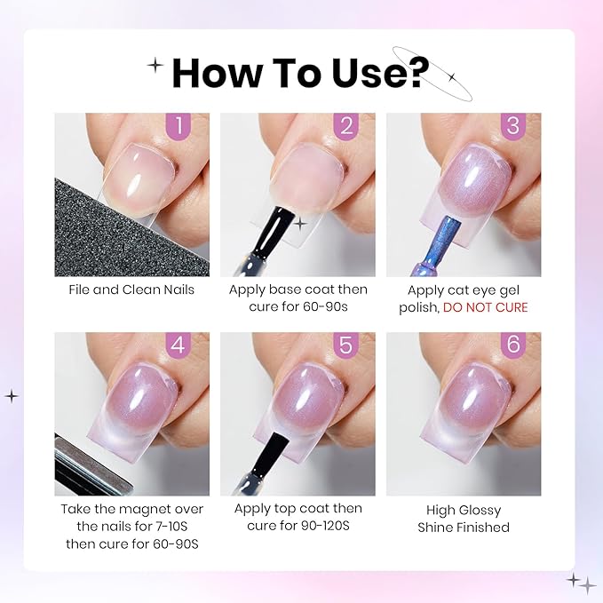 Pearl Mermaid Gel Nail Polish 12 Colors Magnetic Cat Eye Shimmer Glitter Gel Polish Spring Summer Colors Cat Eye Manicure Gift Soak Off Lamp Salon DIY at Home