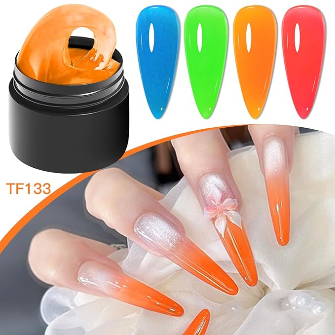MEET ACROSS All-in-One Extension Mini Kit Non-Sticky Builder Gel Starter Kit WIth Base & Top Coat/Dual-Silicone Pen/Pro File/20-Pc Reusable Dual Forms Salon-Grade Extensions (Blue+Green+Orange+Red)