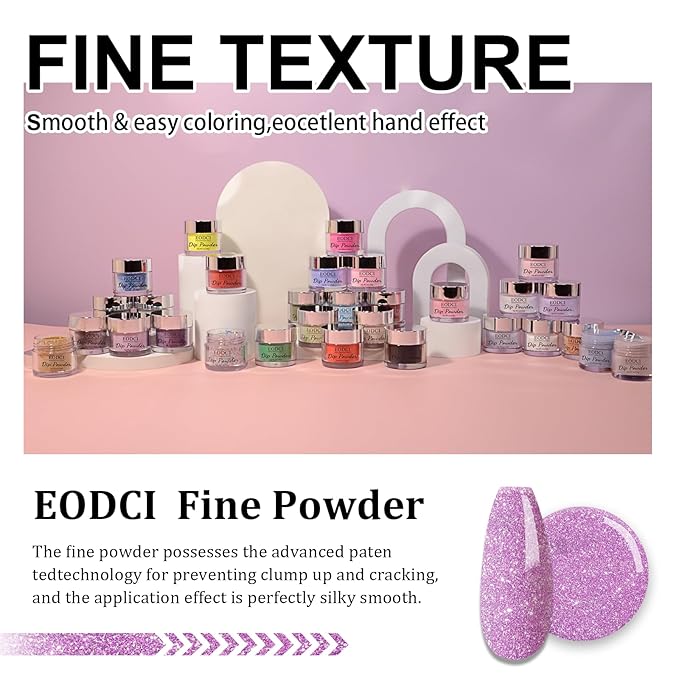 Dip Powder Glitter Purple Color, Nail Dipping Powder French Powder Pro Collection System Nail Art Starter Manicure Salon DIY at Home, No Needed Nail Lamp Curing, 1 Oz/28g