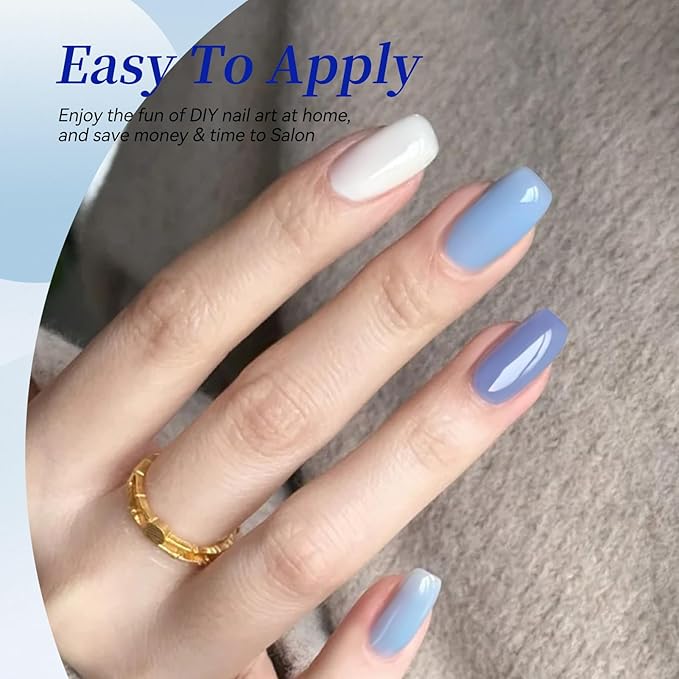 Born Pretty Blue Gel Nail Polish Series,Jelly Transparent,Cat Magnetic Eye,Shimmer Glitter Holographic Blue Gel Polish Kit for Salon Manicure and Nail Art DIY at Home