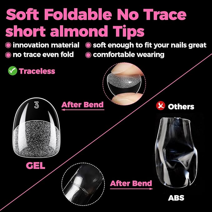 UNA GELLA Extra Short Oval Round Nail Tips, Pre-Shape 312pcs Short Gel Nail Tips Press on Nails Full Cover Oval Fake False Nails for Nails Extension DIY Salon at Home 12 Sizes