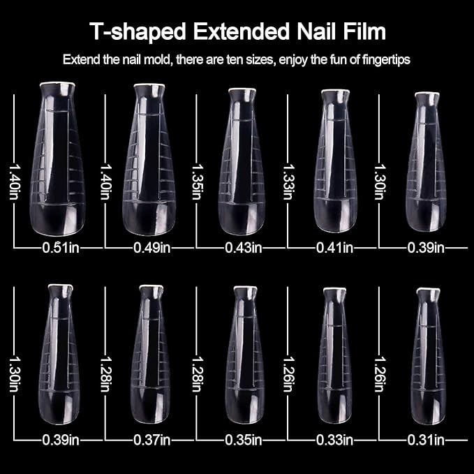 EBANKU 100 T Shape Gel Nail Mold Kit with Dual Acrylic Nail Extension Tools & Accessories