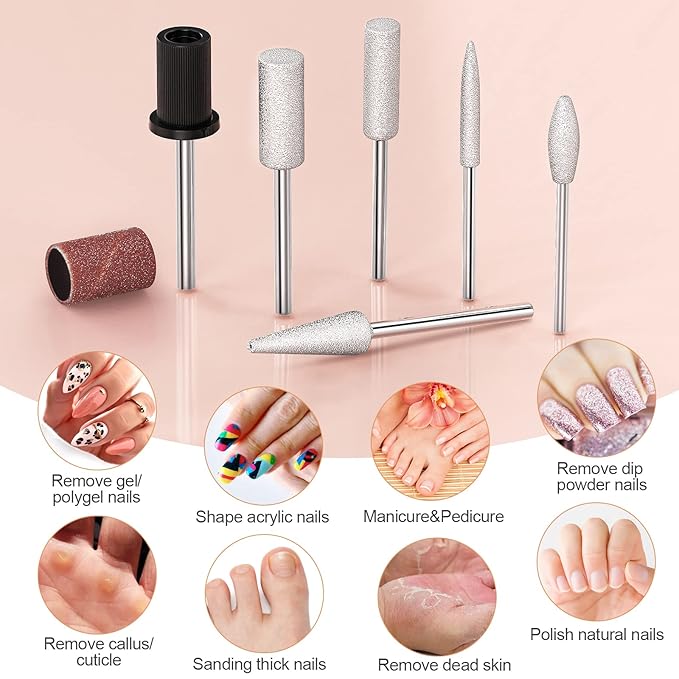 20000RPM Electric Nail Drill Compact Portable Efile Professional Manicure Pedicure Nail File Drill Kit for Acrylic, Gel Nails and Home Salon Use