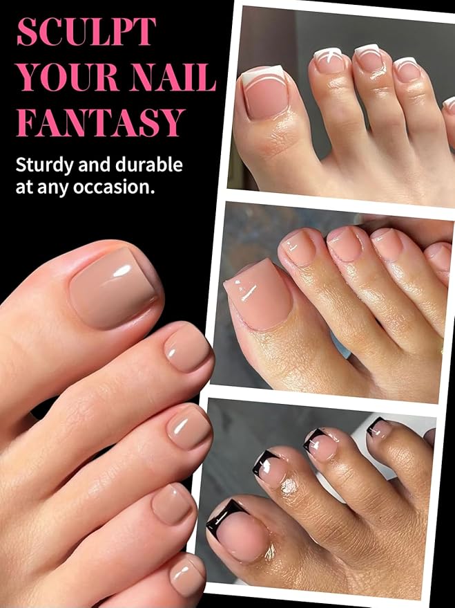 Poly Gel Toe Nail Form Set, EBANKU Reusable Toenails Dual Forms for Nail Extensions, Poly Gel Toe Nail Tips Pre-designed French Line Salon Home DIY Nail Art Supplies - 15 Sizes 150PCS