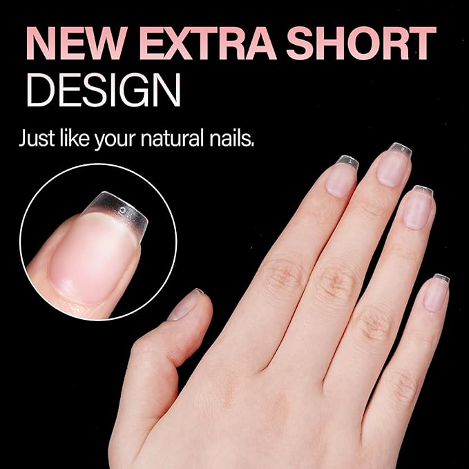 AILLSA Extra Short Coffin Nail Tips - 240 PCS Upgraded Matte Gel Full Cover Nails Tips No Filed, Pre-shaped Clear Acrylic False Gelly Soft Nail Tip for DIY Press On Nails 15 Sizes With Box