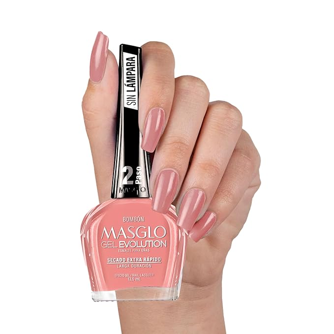 MASGLO Gel Evolution – Nail Polish No UV/LED Lamp Needed, Fast-Drying, 12-Day Wear, 14-Free Formula, High-Gloss Finish, vegan (0.5 oz)
