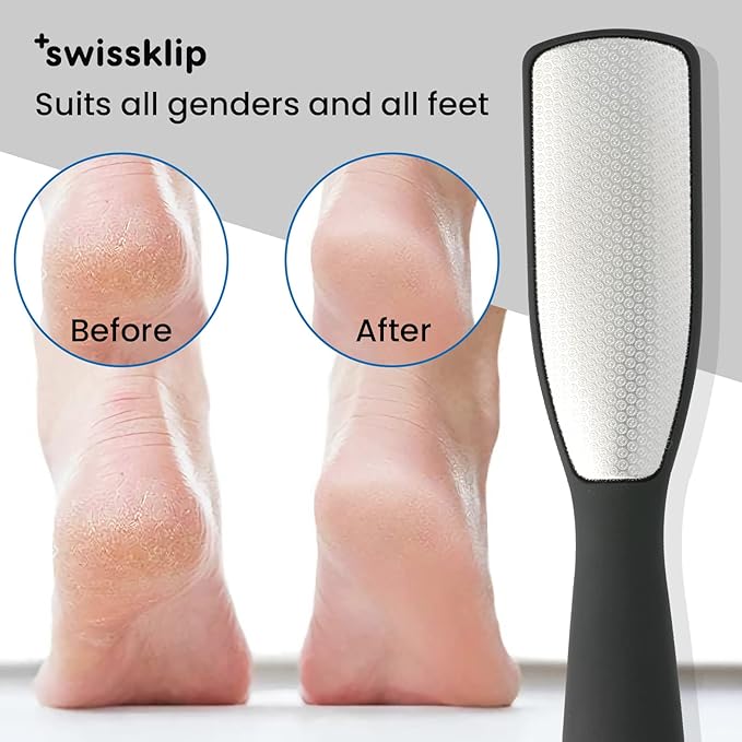 Swissker by Swissklip Foot File Callus Remover for Feet I A Perfect Heel Scraper for Cracked Heels I Luxurious Foot Scraper for Callus Removal and Dead Skin Remover for Feet (3 Pack)