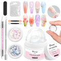 Builder Gel for Nails BISHENGYF: 4-in-1 White 3D Gel Art Non-sticky for Extension Sculpting Building Hard with Nail Art Glitter for Nails UV/LED Lamp Required