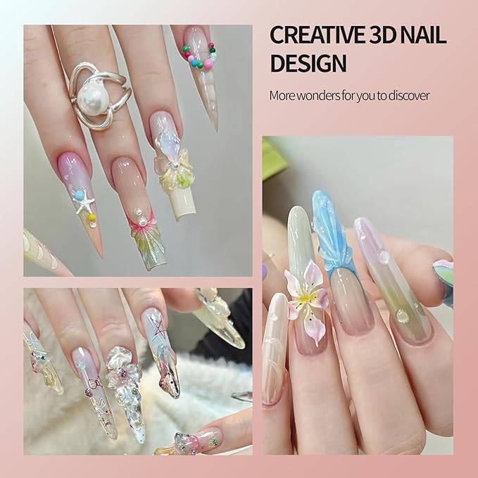 3D Gel Nail Art Kit-Nude Solid Builder Gel for Nails 3D Sculpting Carving Building Modeling Hard Extension for Beginner DIY Salon at Home Cured Needed