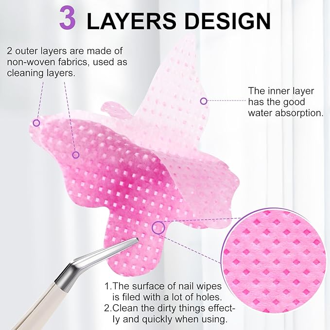 400pcs Nail Cotton Pads, 1 Pull-Off Pump-Style Bottle Suitable for Nail Care Wipes, Nail Cleaning Pads, Mascara Extension Glue Cleaning Wipes, and Nail Care Product Sets (White and Pink(400 Pcs))