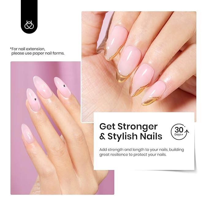Beetles Builder Gel Set HEMA Free-Blush Whisper 4 Color 7 in 1 Nail Thickening Strengthening Building Apex with Base & Top Coat for Beginner DIY Salon at Home,Nude Builder Nail Gel,UV & LED Lamp Cured