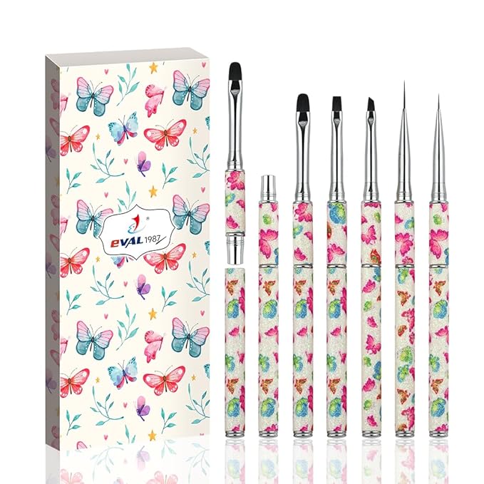 Nail Art Brushes Set Nail Art Design Pen Painting Tools with Nail Extension Gel Brush,Nail Polish Brush, Builder Nail Gel Brush, Nail Art Liner Brush for Salon Gift for Girls Women (Butterfly)