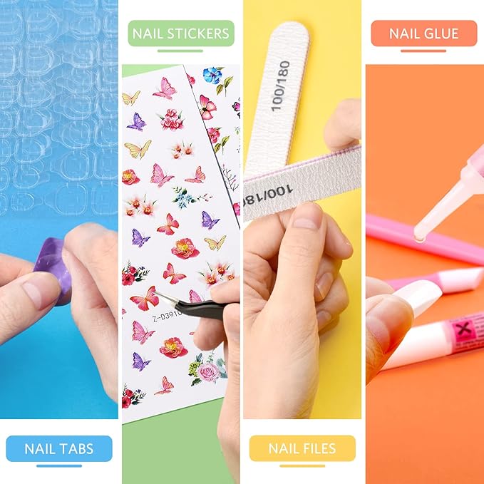 720 pcs Coffin Press On Nails, TsMADDTs 24 Colors Acrylic Medium Short Ballerina False Nails Tips with Glue, File, Tabs, Stickers and Tweezer for Art DIY