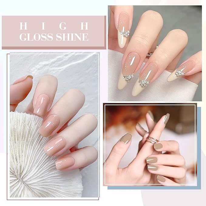 CANNI 6 Colors 9 ML Hema-Free Nude Gel Nail Polish Set, Nude Pink Gel Polish Set, Soak Off LED Nail Manicure Kit DIY at Home Salon Gifts