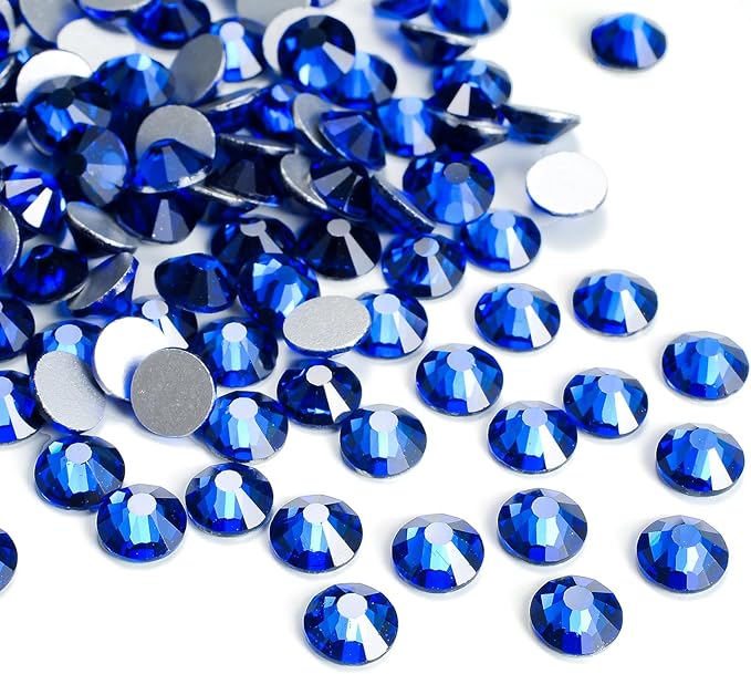 1440pcs Flat Back Rhinestones Glitter Round Crystal Gems Glass Rhinestones for Crafts Nail Art Clothes Shoes DIY Decorations, Sapphire, SS16, 3.8-4.0mm