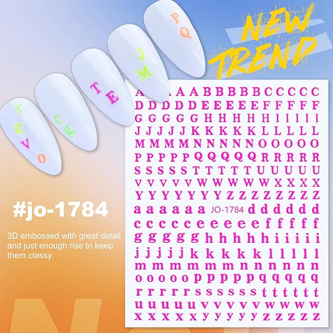 12 Sheets Letters Nail Stickers English Alphabet Nail Decals 3D Self-Adhesive Glitter Metallic Gold Silver Color Nail Sticker Black Alphabet Nail Art Supplies for Women Girls Nail Decoration 807-21