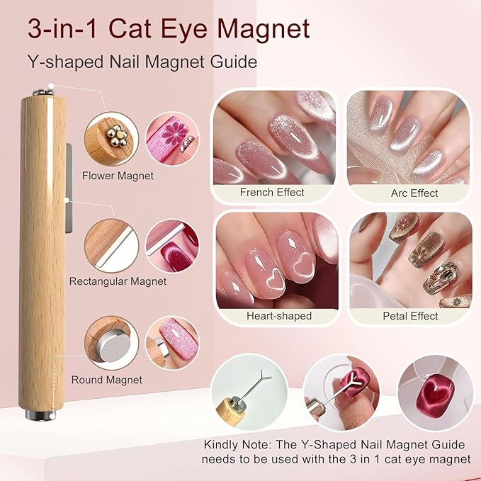65Pcs Nail Art Tools Set, Professional 7Pcs Nail Art Brushes and 2Pcs Striping Liner Brush, 3Pcs Dual Tipped Dotting Pen, 4-types Cat Eye Magnet, 50Pc Nails Sponges for Ombre & Grabbing Pen