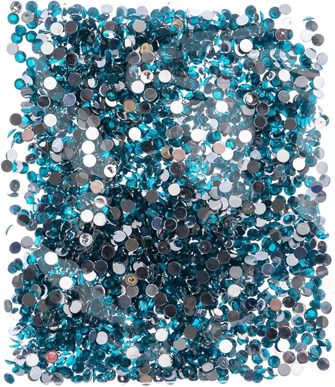 John Bead 2000 Pieces 4mm (SS16), Turquoise, Acrylic Round Flat Back Rhinestones for Jewelry Making, DIY Crafts, Nail Art, Face Makeup, Clothes