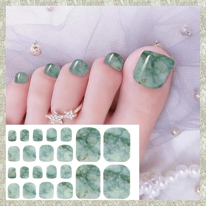WOKOTO 20 Sheets Marble Toenail Stickers For Women, Gradient Toenail Nail Polish Strips Nails Kit With Nail File, Toe Nail Gel Polish Strips Stick On Nails Polish Stickers Full Nail Wraps For Toes