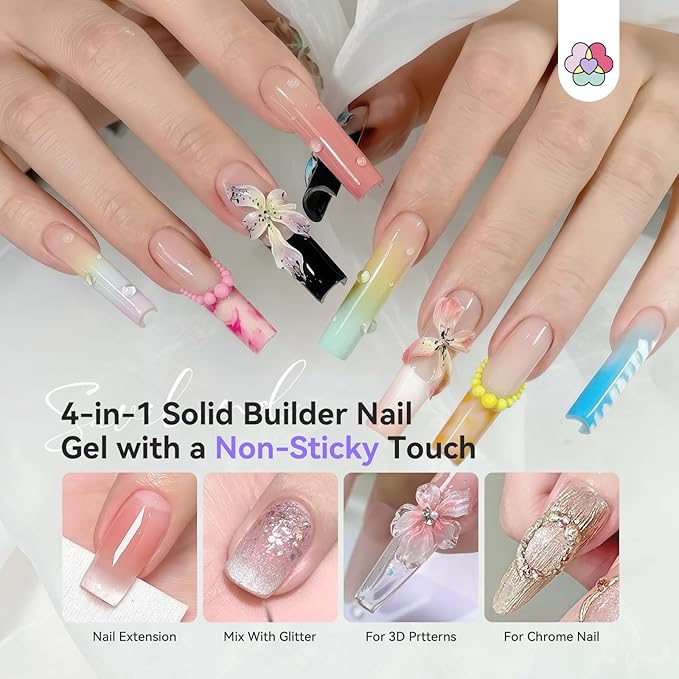SAVILAND Advanced Solid Builder Nail Gels: Non-Stick 3D Nail Gel Clear Scluplting Gel for Nails Art 30 Days Long-Lasting 4-in-1 Function Extension Carving No Damaging DIY Salon 15g