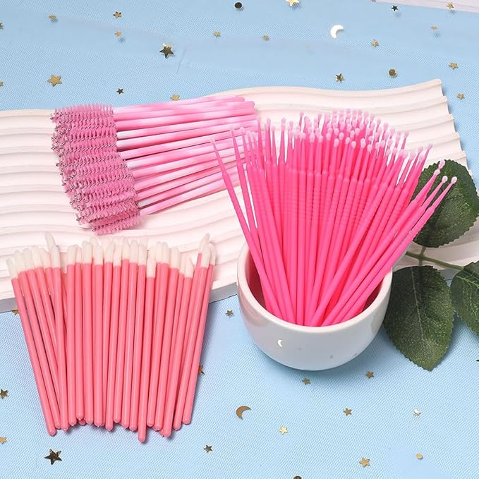 300 Pack Disposable Spoolies Brushes Sets Mascara Wand Lip Brushes Cotton Swab for Eyebrow Eyelash Extension Tattoo Lipstick Applicator