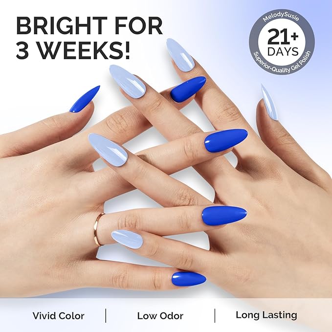 MelodySusie Thick Gel Nail Polish Set- 2 Pcs 15ML Baby Blue & Royal Blue Gel Polish Set Soak Off UV LED Gel Polish Christmas Gift for Women Nail Art Manicure DIY Nail Design Decoration at Home