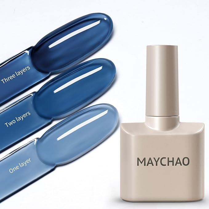MAYCHAO 15ML Jelly Blue Gel Nail Polish 1Pc Transparent Sea Blue Gel Polish Soak Off UV LED Translucent Nail Varnish Neutral Color for Nail Art Starter Manicure Salon DIY at Home, 0.5 OZ