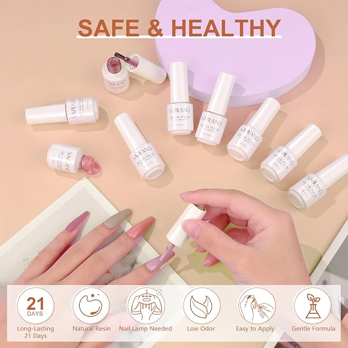 SAVILAND Nail Polish Gel Set: 30 Colors Soak-off Gel Polish Set with Base & Glossy Matte Top Gel French Winter Manicure Nail Art Starter Set for Salon Home & Nice Gifts