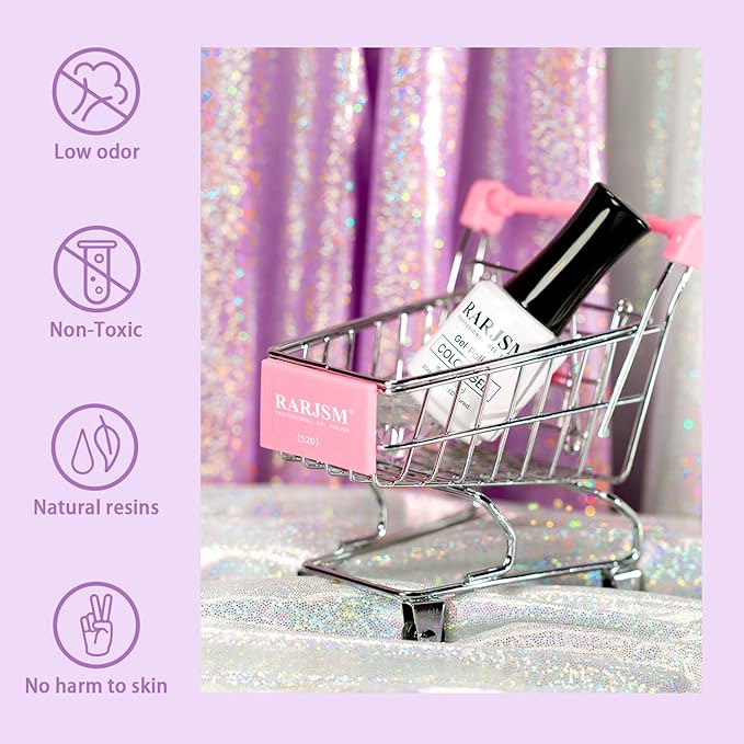RARJSM Lavender Gel Nail Polish Glitter Sparkly Iridescent Rainbow Purple Shimmer Holographic Nail Gel Polish Soak off L e d U V Curing Required High Pigments for Home Salon Manicure Nail Art 15ml