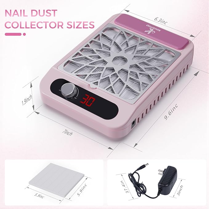 Nail Dust Collector for Nail Techs,Compact & Quiet Vacuum Fan Dust Collector with Reusable Filter, Powerful Dust Suction Machine,Nail Tech Must Haves for Gel Polish,Pedicures,Salon & Home Use