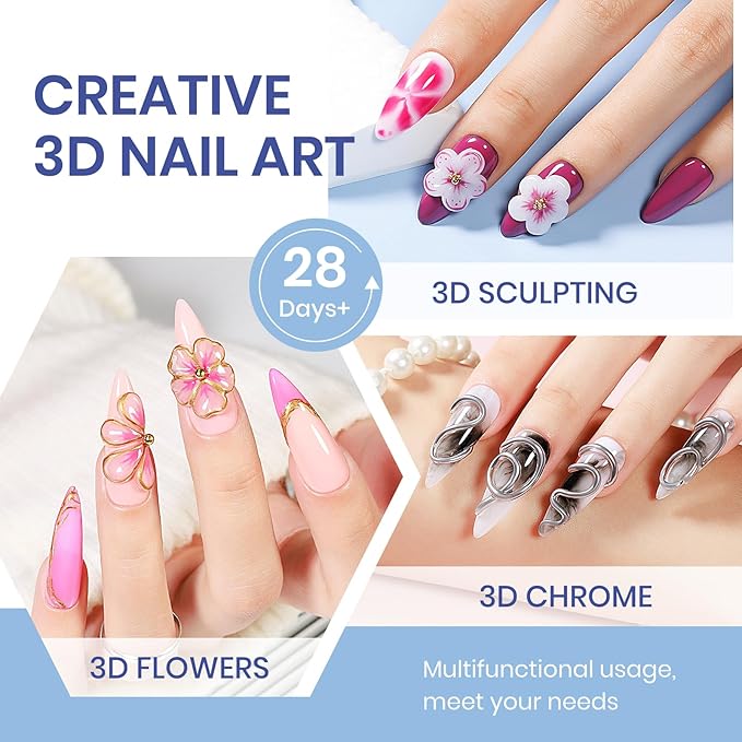 MIZHSE 2 Colors Solid Builder Gel for Nails: Non-sticky Hard 3D Sculpting Gel for Nail Art for Molding Soak Off U V LED Starter Kit DIY Home Salon