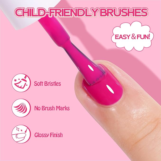 TOMICCA Kids Nail Polish - 10 Color Quick Dry Peel Off Water Based Rainbow Nail Polish, Safe Non Toxic for Toddler to Teen