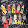 Artisan Fake Nails with 3D Alien Art Dark Theme Unique Design for Easy Application Size M