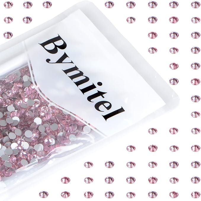1440PCS Art Nail Rhinestones Non Hotfix Glue Fix Round Crystals Glass Flatback for DIY Jewelry Making with one Picking Pen (ss20 1440pcs, Lt. Rose)
