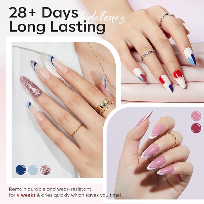 modelones 40 Pcs Gel Nail Polish Set, 36 Colors Fall Winter Nude Brown Burgundy Red Blue White Black Glitter Gel Polish Kit with Base Coat& Matte Glitter Glossy Top Coat Salon DIY LED Manicure Gift