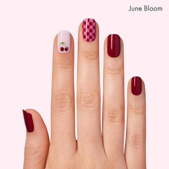 Dashing Diva Gloss Nail Strips Bundle - The Fruit Punch Collection - Cha Cha Cherry & Cuter at the Cape - UV Free, Chip Resistant, Long Lasting Gel Stickers - Contains 2 Sets