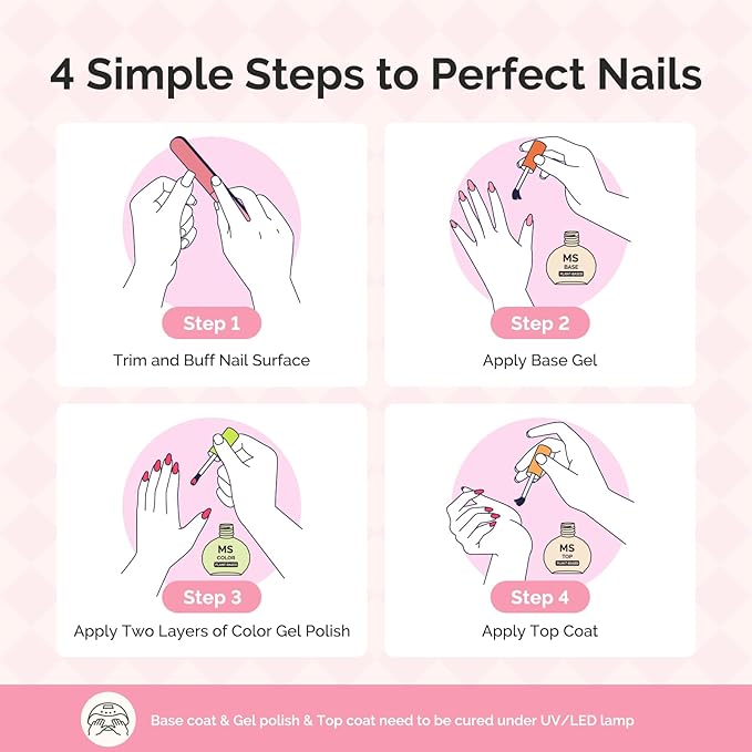 MelodySusie Highly Pigmented Valentine Gel Nail Polish Set, 0.56 fl.oz Tilt-and-Stand Bottle, HEMA Free Plant-Based Formula, 6 Colors Pink Nude, Soak Off UV LED Manicure Kit Gift Box(White Baby Pink)