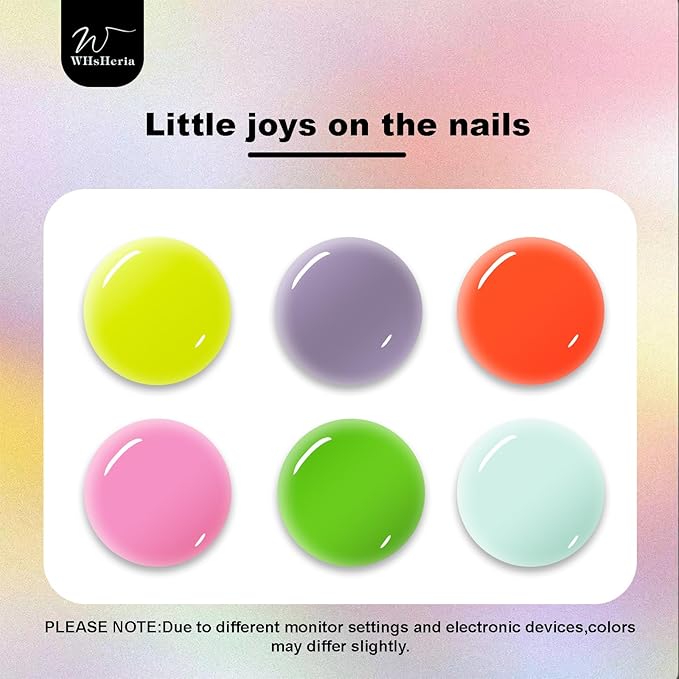 TPO Free Gel Nail Polish Set，6pcs 10ml Summer Party Bright Pink Light Purple Green Red Long-lasting Soak off LED/UV Light Suit Give it to Women as a Gift for Daily Life at Home (119-D)
