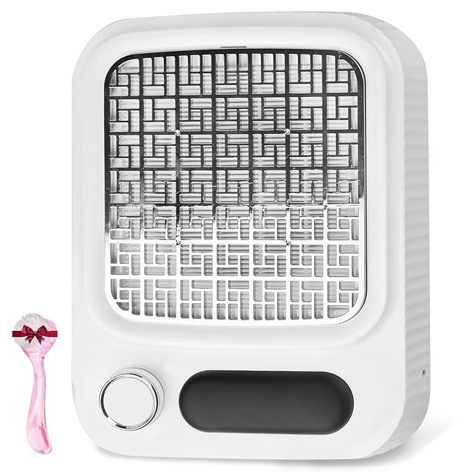 Nail Dust Collector with Reusable Filter for Acrylic Gel Nails, 80W Adjustable Nail Vacuum Suction Fan for Manicure Pedicure at Salon or Home, White
