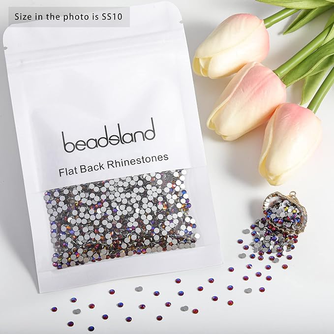 Beadsland 2880pcs Flat Back Crystal Rhinestones Round Gems for Nail Art and Craft Glue Fix,Blue Volcano,SS10,2.7-2.9mm