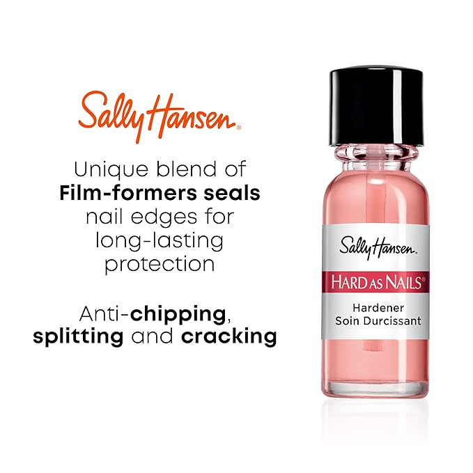 Sally Hansen Hard As Nails Nail Strengthener, Natural Tint | Pack of 2 | Rosy Tint | Base Coat | 0.45 Fluid Ounces