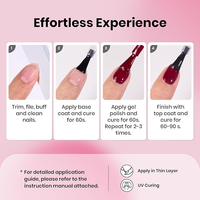 Beetles Burgundy Red Gel Polish – Classic Deep Wine Red Soak Off UV LED Burgundy Gel Nail Polish with Same-Color Bottle, Long Lasting for Salon & Home Manicure