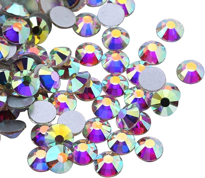 ECYC 1440 Pcs 4.8mm Flatback Crystal Rhinestones, Silver Nail Art Decoration Rhinestones Glitter Glass Gems Stones for DIY Crafts Nails Clothes Shoes Bags Decoration,Rainbow