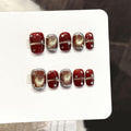Short Square Press on Nails - Handmade Manicure Art Reusable False Nails 10pcs with Solid Nail Glue, Nail Adhesive Tabs, Strong Nail Glue (3357-Short)