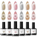 modelones Cat Eye Gel Nail Polish Set, Holographic Glitter 6 Colors with Magnet Sparkle Galaxy Series Nude Pink Gel Polish Soak Off Led Gel Polish Kit Nail Art Gel Manicure Salon DIY Gifts