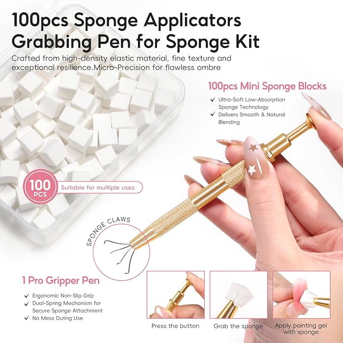 PEACECOLOR Patting Gel Polish 9 Bright Colors Pat Pat Gel Nail Polish with 100PCS Nail Sponges French Manicure Soak Off U V Set Home DIY Beauty Gift Sets