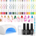 Beetles Liner Gel Polish with Curing Lamp 36W U V Nail Lamp, 20 Colors Liner Gel Polish Set with Fast Drying Compact LED Nail Dryer