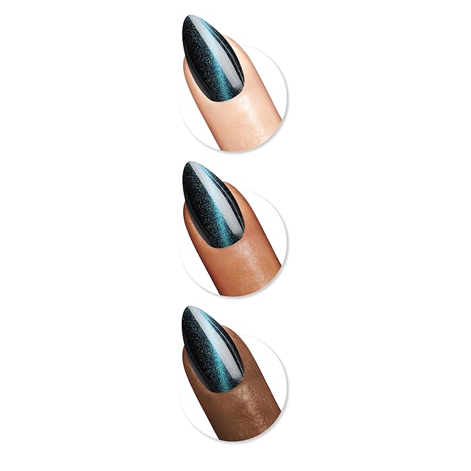 Sally Hansen Salon Effects Perfect Press-On Nails | Almond Shape | Easy to Apply, Non-Damaging | 30 Nails, Nail Glue, Adhesive Tabs, File | Sapphire Spin