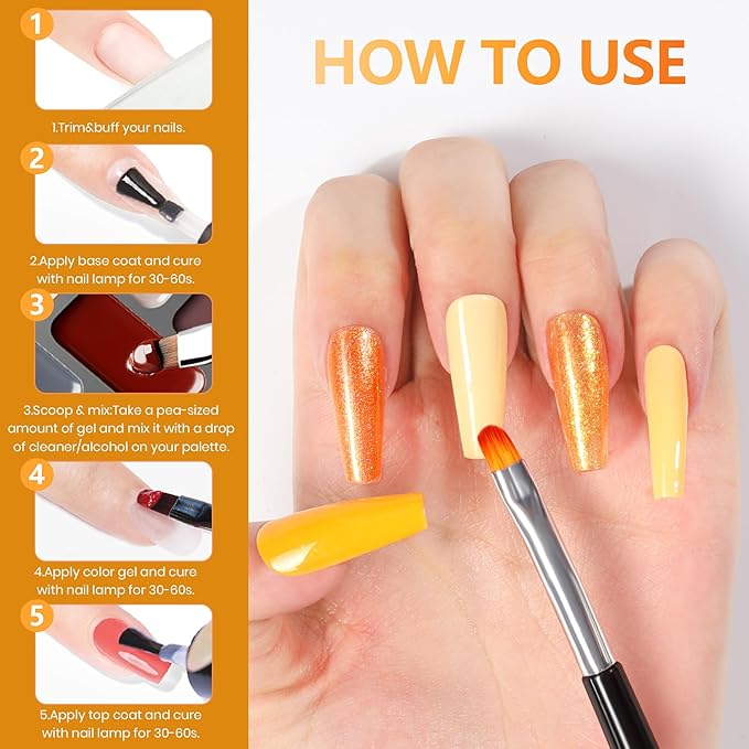 ABAC 24 Color Solid Gel Polish Kit Fall 2025 - Pumpkin Spice Nail Art Set with Warm Orange/Brown Shades,Soak Off UV LED Cured,w/Pro Brush No-Spill,Hema-Free for Halloween & Thanksgivingday