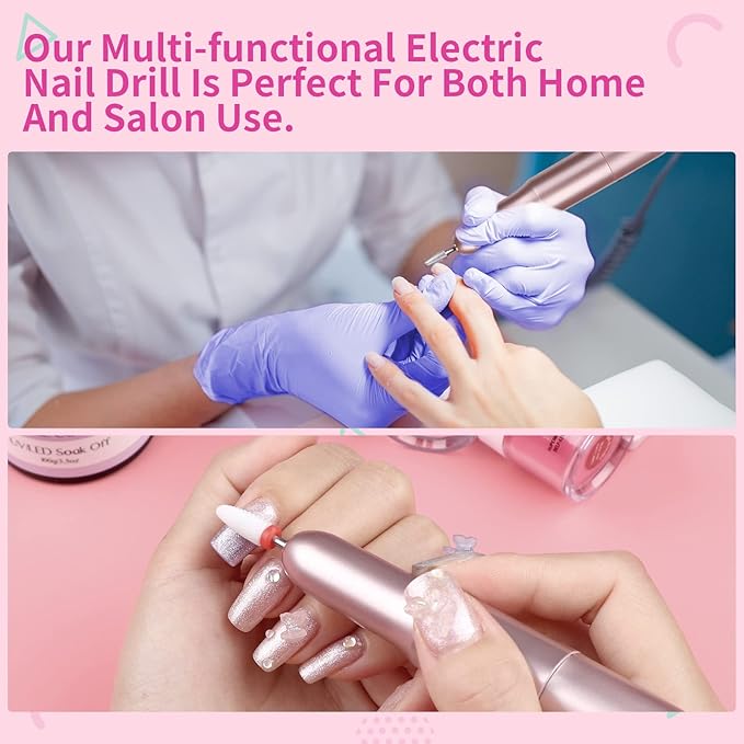 SAVILAND Electric Nail Drill: 20000RPM Pro Portable Efile Nail Drill Machine Professional Nail File Complete Drill Bits for Remove Acrylic Nails Manicure & Toenails Nail Care Home Salon DIY Nail Art